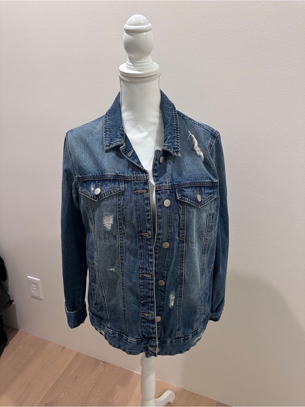 BP Distressed Oversized Denim Jacket Blue Jean Jacket Size S